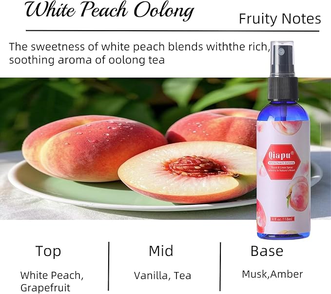 Natural Bedroom Linen Spray Scented Room Mist with Plant Extracts Long Lasting Freshness for Sheets, Pillows & Curtains – 4oz 4Bottle（Cherry Blossom + Citrus + White Peach + Gardenia）