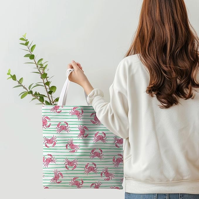 Beach Crab Tote Bag, Summer CrabsTote Bag for Women, Summer Crab Reusable Grocery Bags Shopping Bags