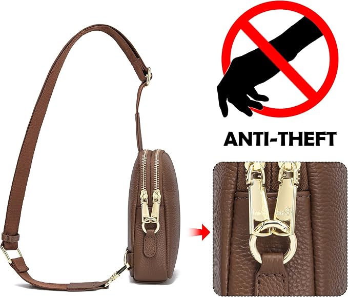 INICAT Travel Small Sling Bag Leather Crossbody Bags for Women Fanny Packs Cross Body Bag for Woman Cross Body Purses