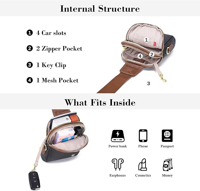 INICAT Travel Small Sling Bag Leather Crossbody Bags for Women Fanny Packs Cross Body Bag for Woman Cross Body Purses