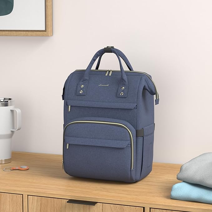 LOVEVOOK Laptop Backpack for Women,17 Inch Professional Womens Travel Backpack Purse Computer Laptop Bag Nurse Teacher Backpack,Waterproof College Work Bags Carry on Back Pack with USB Port,Dark Blue