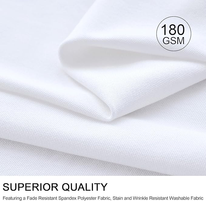 Outpain 6 Pack White Round Spandex Tablecloth for 48Inch/4FT Tables - Stretchy Table Cloth with Skirt, Wrinkle-Free Fitted Cloth for Wedding Vendor, Banquet & Graduation Decor (108" Round)
