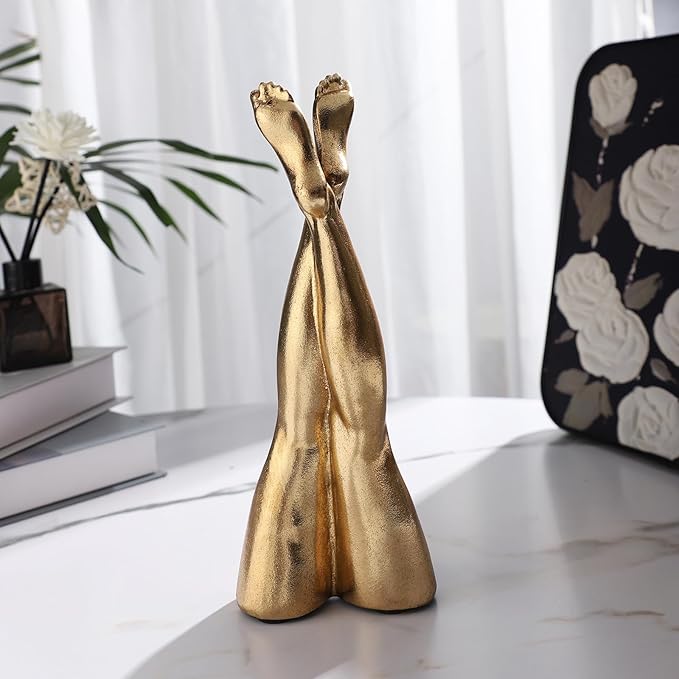 Golden Legs Sculpture Elegant Resin Home Decor Legs Statues Versatile Indoor/Outdoor Ornament, Bedroom, Office Desktop, Cabinets, Perfect (Straight Leg)