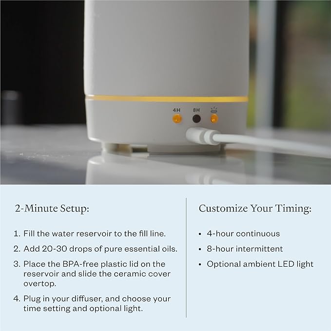 Vitruvi Stone Diffuser, Ceramic Ultrasonic Essential Oil Diffuser for Aromatherapy | Ceramic Diffuser, Diffusers for Home, Oil Diffuser, Room Decor | Black, 90ml Capacity