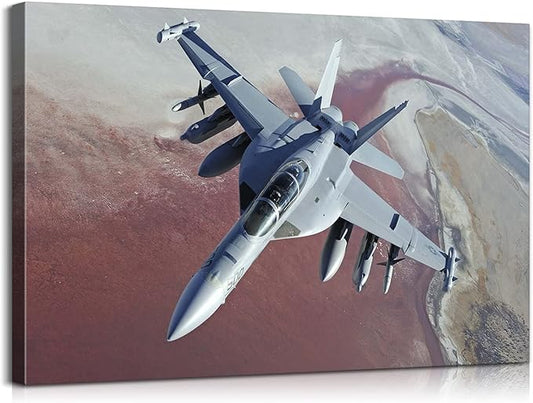 Aviation Decor Boeing EA-18G Growler Jet Poster Plane Wall Art Aviation Pictures Airplane Wall Decor Airplane Decor for Boys Room Military Art for Boys Room Bedroom Ready to Hang (12''Hx18''W)