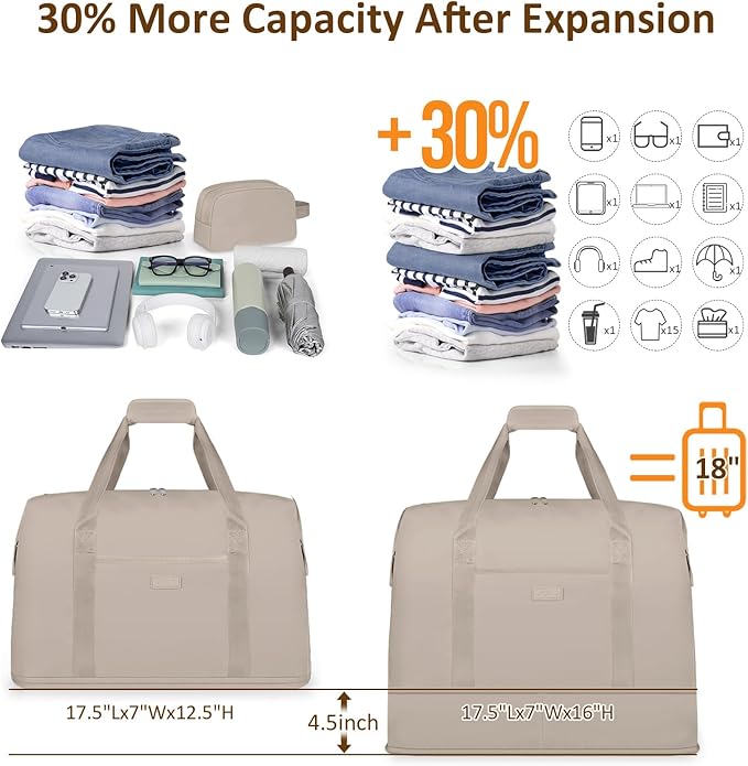 Expandable Travel Duffle Bags Weekender Overnight Bags for Women Men Hospital Bag for Women Labor Delivery with Toiletry Bag Waterproof
