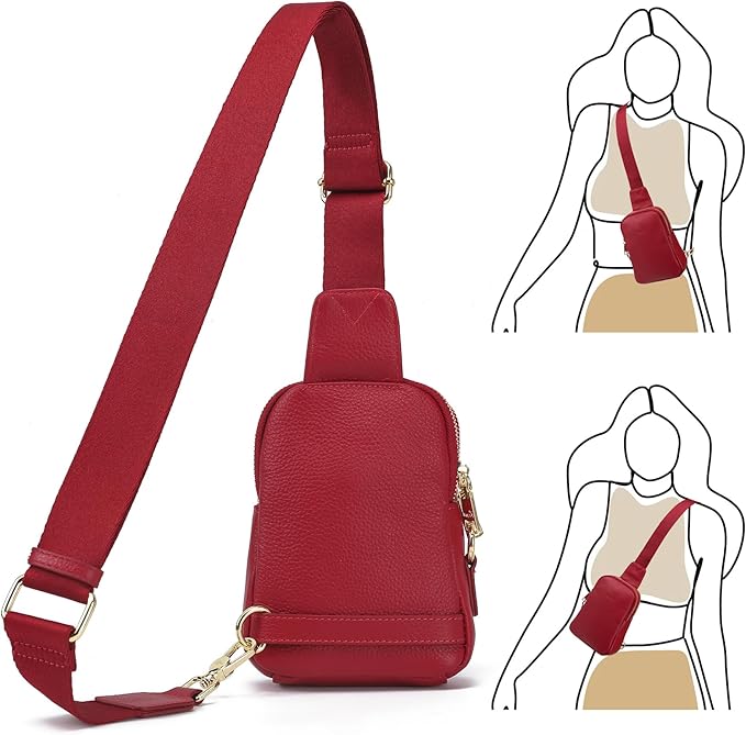 INICAT Travel Small Sling Bag Leather Crossbody Bags for Women Fanny Packs Cross Body Bag for Woman Cross Body Purses