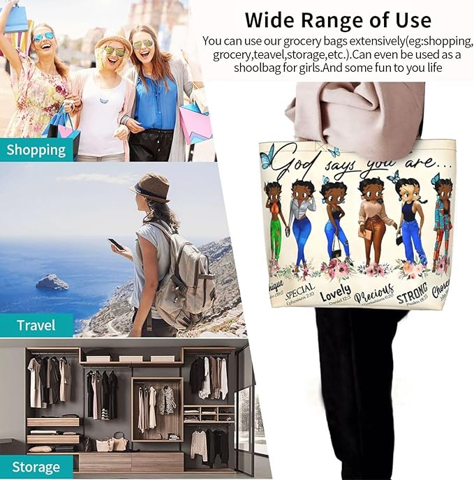 Tote Bag For Women African American Tote Bag Shoulder Handbag Black Queen Women Casual Shoulder Bag ，Premium Quality