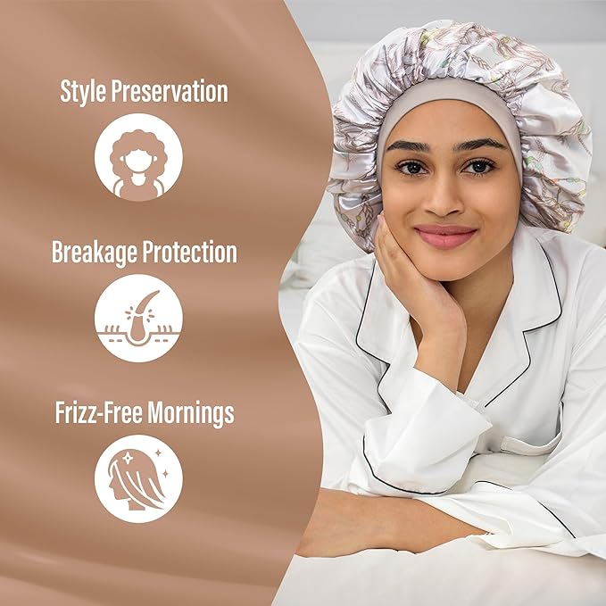 Satin Bonnet Adjustable Sleeping Silk Bonnet Black Women Men Double Layer Satin Silk Sleep Cap Hair Wrap Large Curly Hair