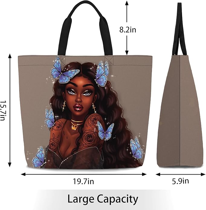 IAGM Women Tote Bags African American Woman Shoulder Bag Afro Black Girl Magic Satchel Handbags For Shopping,Work,Grocery,Gym