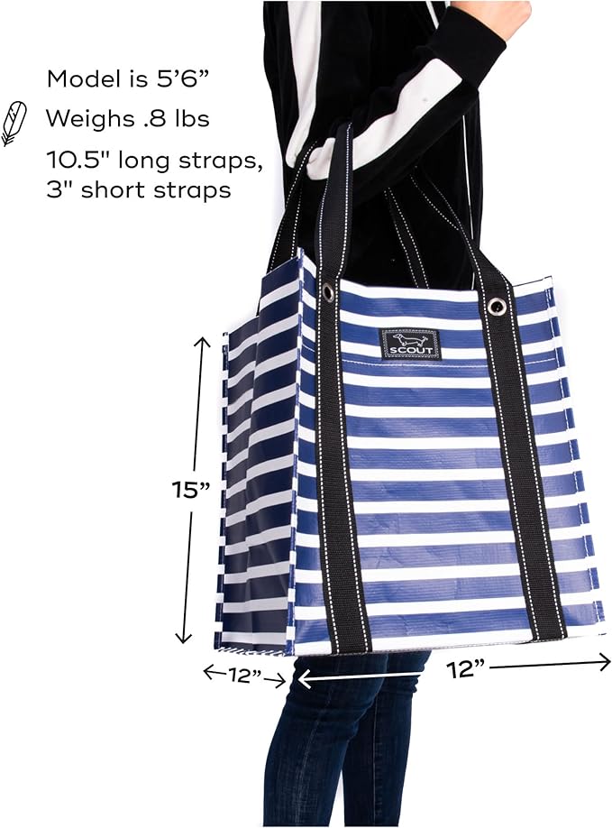 SCOUT Bagette Market Tote - Large Reusable Grocery Bag with Burst-Proof Bottom, Two Sets of Straps, Folds Flat to Store
