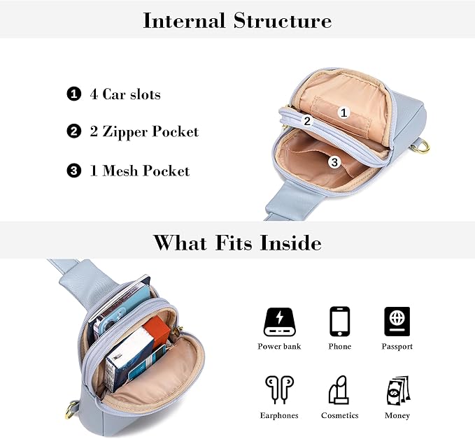 INICAT Travel Small Sling Bag Leather Crossbody Bags for Women Fanny Packs Cross Body Bag for Woman Cross Body Purses