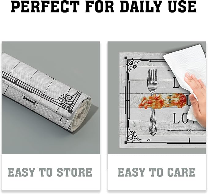 Giwawa Live Laugh Love Placemats Set of 4 Knife Fork Spoon Vintage Style Decorative Linen Table Place Mat Washable Heat Resistant Non Slip for Dining Kitchen Party Holiday 12"x18"