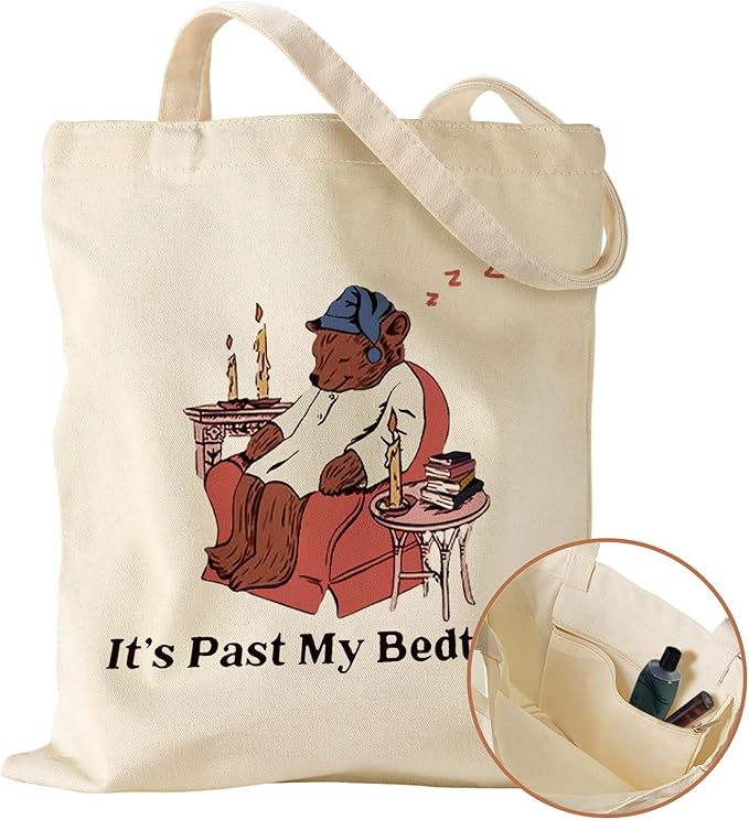 Aesthetic Canvas Tote Bag with Inner Pocket for Women, Cloth Cotton Totes Bag with Pattern for Shopping, Gym