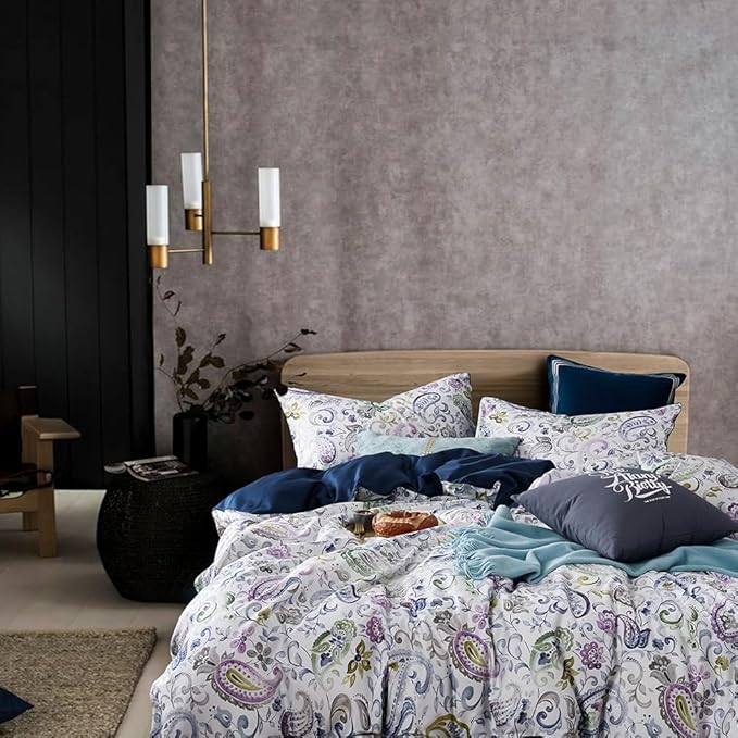 Cupocupa Duvet Cover Set;Duvet Cover Full Bedding Set Fluffy Boho Duvet Cover Set Paisley Floral Bedding Collection Duvet Cover with Pillowcases