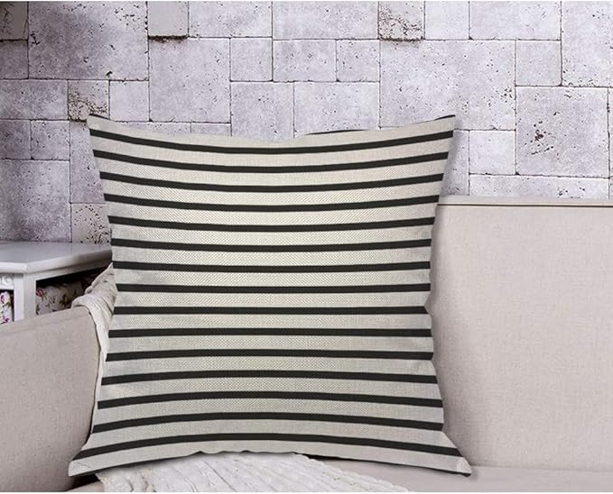 AOYEGO Black and White Stripes Throw Pillow Cover Artistic Streaks Backdrop Classic Endless Lines Pattern Pillow Case 18x18 Inch Decorative Men Women Room Cushion Cover for Home Couch Bed