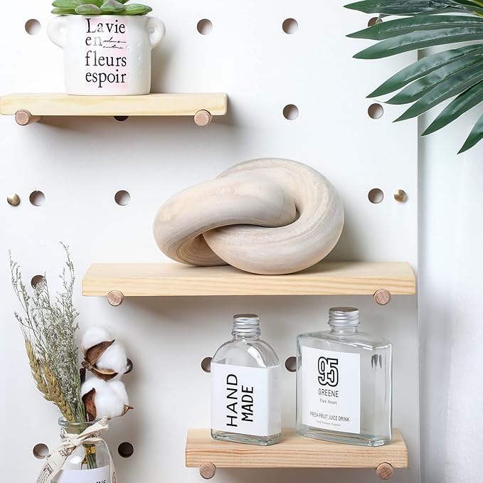 Yalikop 2 Link Wood Chain Link Decor Coffee Table Wooden Knot Decor Hand Carved Modern Farmhouse Ornament Boho Rustic Natural Chain Items for Home Living Room Bedroom Shelf Decorations(Wood)