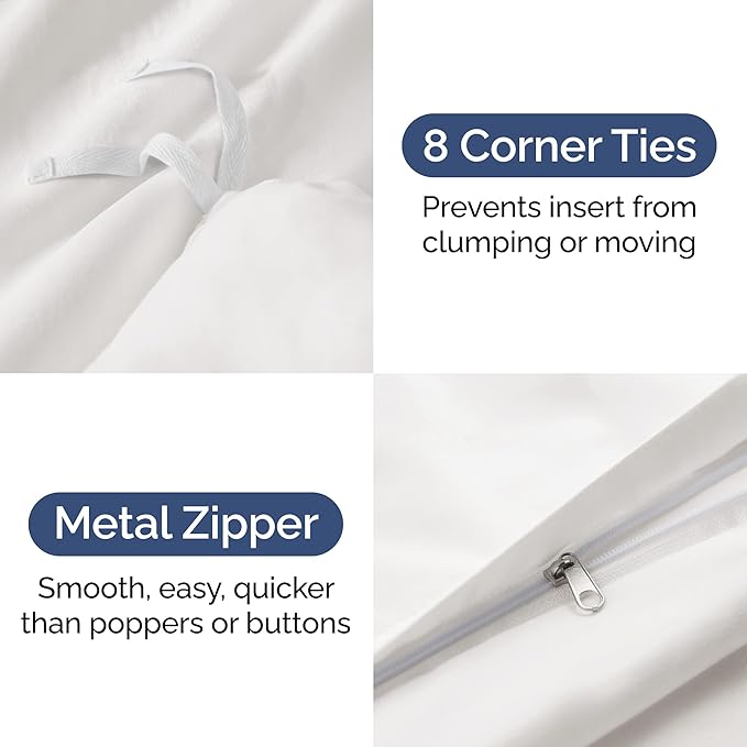 Duvet Cover King Size Set - Extra Soft King Size Duvet Cover 104 x 90 with 2 Pillow Shams - Hotel Luxury Easy Care & Fade Free w/Zipper Closures & Ties - Comfy Breathable Bedding Set (Antique White)