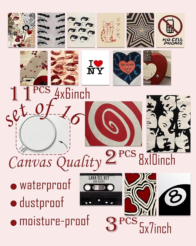 ASTRDECOR Downtown Girl Room Decor Set of 16 - Y2k Posters for Bedroom Decor, Downtown Girl Wall Art Prints Aesthetic Pictures, Vintage Coquette Wall Collage Kit Y2K Room Decor for Teen Girls, Retro Rockstar Posters【Unframed】