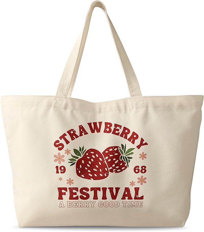 Large Tote Bag for Women - Canvas Tote Bag with Zipper Aesthetic Reusable Shoulder Bag for Gym, Travel, Work