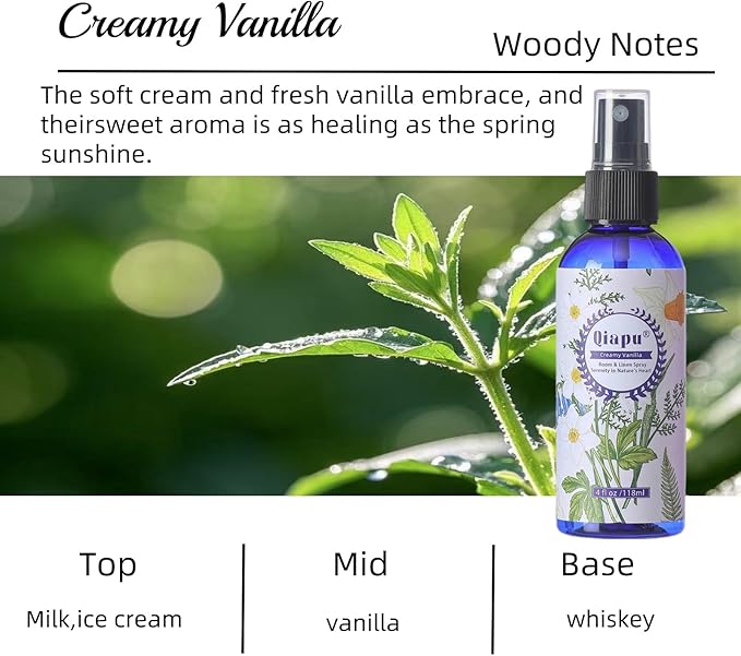 Natural Bedroom Linen Spray Scented Room Mist with Plant Extracts Long Lasting Freshness for Sheets, Pillows & Curtains – 4oz（4Bottle）