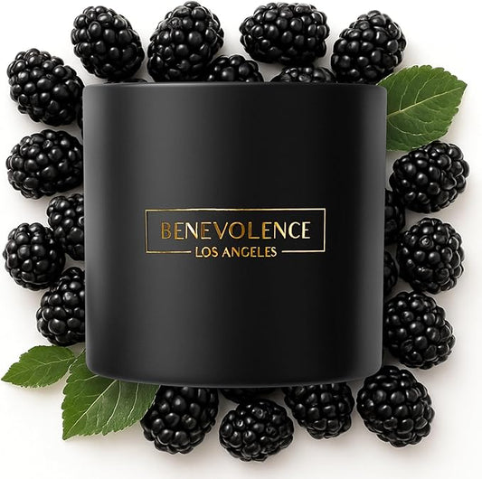 Benevolence LA 3 Wick Candle, Black Berries (Baies) Large Scented Candle | Soy Candles | Gifts for Women and Men | Home Fragrance | Aromatherapy | Bathroom Freshener 14.5 Oz, 45 Hour Burn