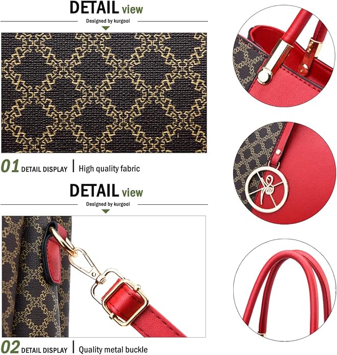 KURGOOL Women Purses and Handbags Top Handle Satchel Shoulder Bags Messenger Tote Bag for Ladie