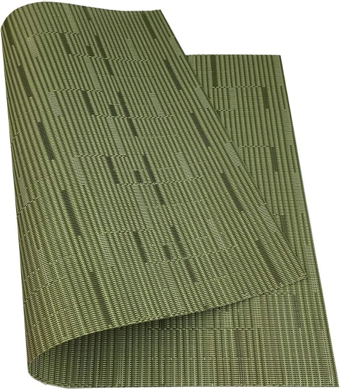 Red-A Placemats Set of 6 for Dining Table Heat-Resistant Washable Place Mats Woven Vinyl Kitchen Table Mats Easy to Clean,Green