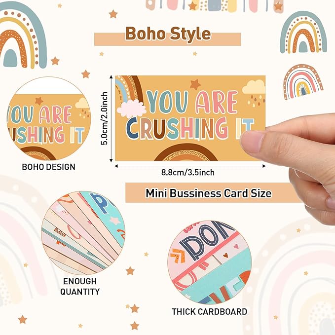 Outus 120 Pcs Motivational Encouragement Quote Cards Inspirational Kindness Appreciation Gratitude Business Cards Encouragement Mini Note Cards, 30 Styles, 3.5 x 2 Inch(Rainbow Style)