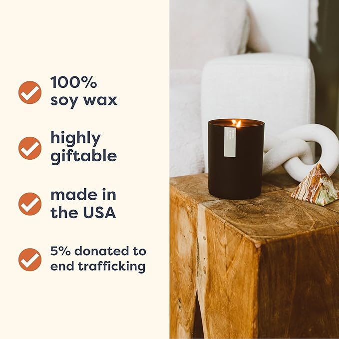 Calyan Wax Co. Soy Wax Candle, Redwood + Vanilla Scented Candle, 75 Hour Burn Time, Aromatherapy Soy Candles, Non Toxic & Vegan Soy Wax, Black Tumbler Scented Candles, 13oz