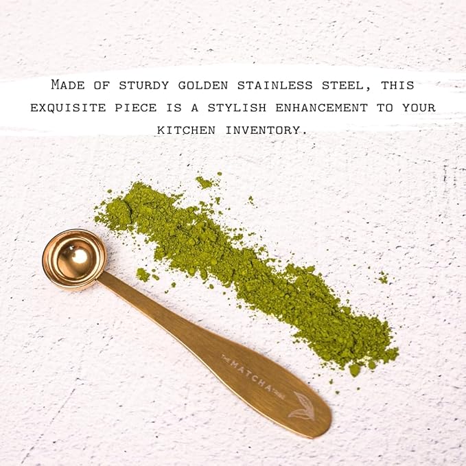 Golden Stainless Steel Matcha Measuring Spoon 1 Gram (1/2 Teaspoon) for Perfect Servings.