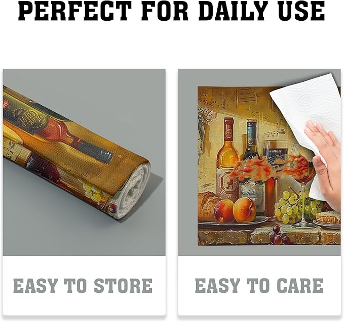 Giwawa Wine Placemats Set of 4 Vintage Style Red Wine Glasses Bottles Linen Table Place Mats Washable Non-Slip Heat Resistance 12"x18" for Kitchen Dining Farmhouse Party Decor