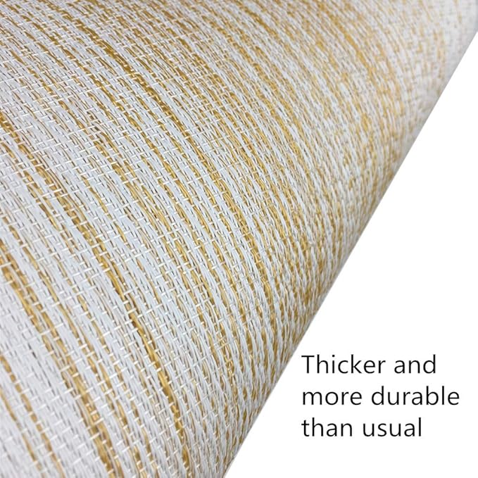 Placemat,Blending Color Durable Woven Vinyl Placemat Washable Heat-Resistant Anti-Skid Kitchen Dining Table Mats (Set of 4, Yellow with White)