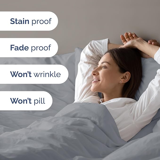 Duvet Cover Cal King Size Set - Extra Soft Cal King Size Duvet Cover 104 x 98 with 2 Pillow Shams - Hotel Luxury Easy Care and Fade Free w/Zipper Closures & Ties - Breathable Bedding Set (Steel Blue)