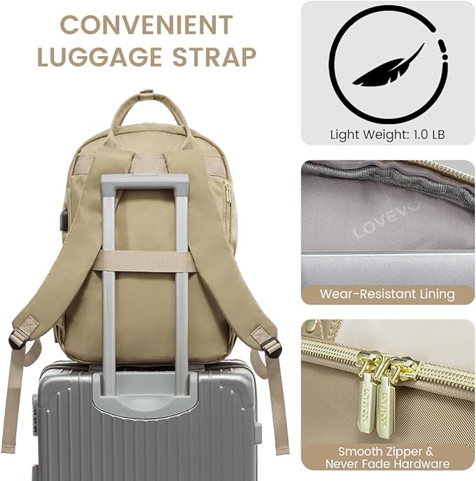 LOVEVOOK Laptop Backpack for Women, Water Resistant Travel Work Backpacks Purse Stylish Business Teacher Nurse Computer Bag with USB Charging Port