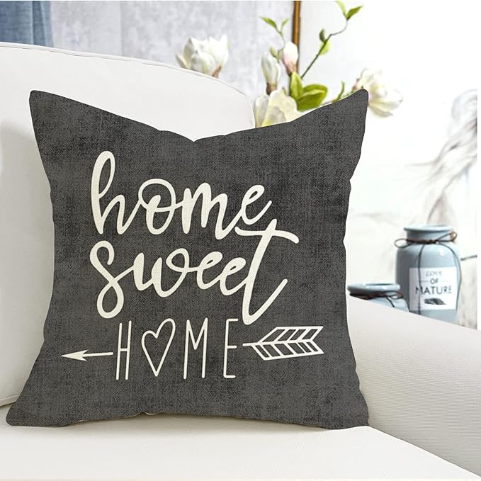 YCOLL Pillow Covers 18x18 Modern Sofa Throw Pillow Cover, Decorative Outdoor Linen Fabric Pillow Case for Couch Bed Car (Rustic Gray, 18x18,Set of 4)