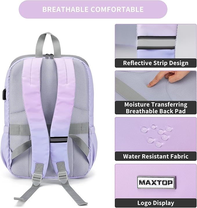 MAXTOP Deep Storage Laptop Backpack with USB Charging Port[Water Resistant] College Computer Bookbag Fits 16 Inch Laptop