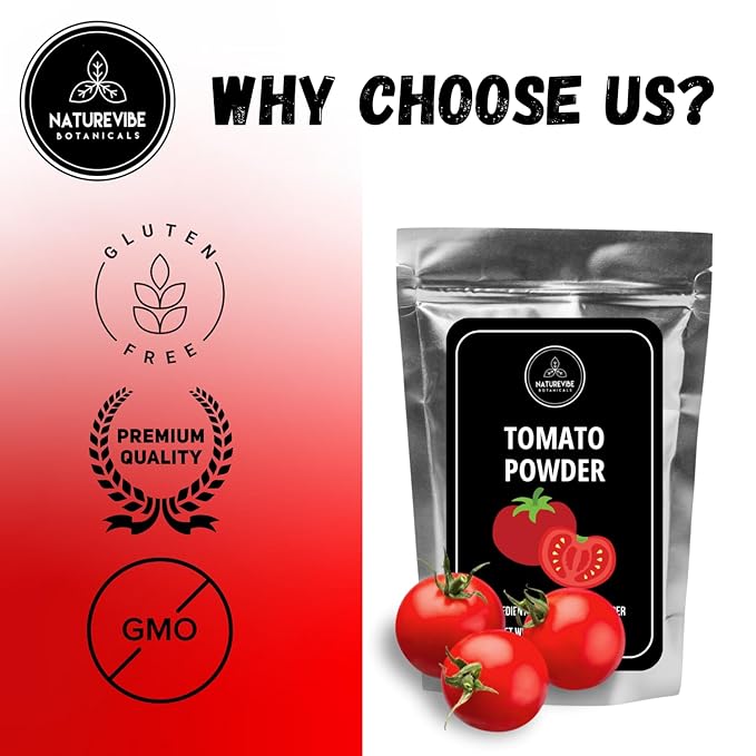 Tomato Powder 5lb by Naturevibe Botanicals | Non GMO and Gluten Free | Adds Flavor and Taste | Great for Skin | Bulk Bag 80 Ounces