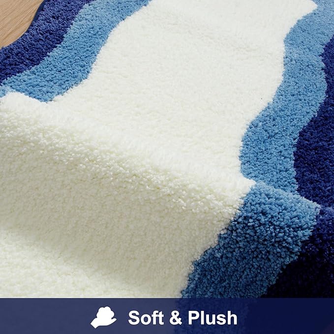 HAOCOO Luxury Soft Long Boho Rugs, 24x59 Inch Non-Slip Microfiber Absorbent Washable Rugs for Bedside Sink Tub Shower