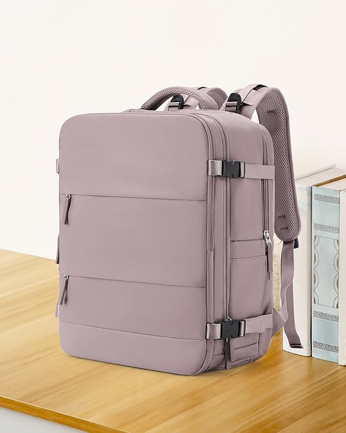 coowoz Large Travel Backpack Carry On for Women Man Waterproof Gym Backpacks with Laptop Compartment Mochila de Viaje Teacher Personal Item Backpack Rucksack Airplane Accessories Must Haves Lotus Pink