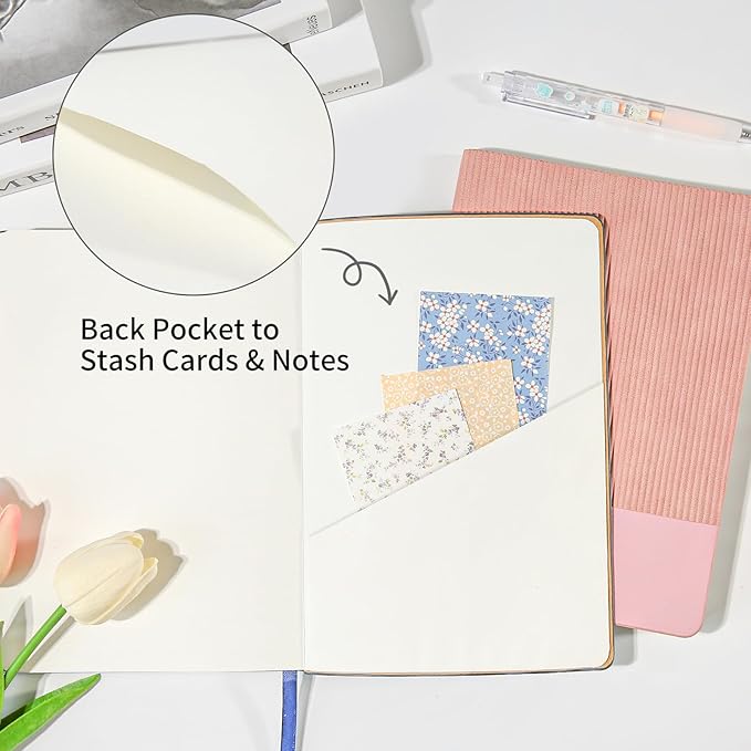 Lined Journal Notebook for Work College Ruled Note Book 5.79"x8.27" A5 PU Leather Daily Journaling 216 Pages for Women Men Writing Home School Supplies Business (A5 Lined 216pages, 09-RoseGold)