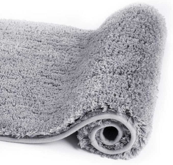 Walensee Large Bathroom Rug (24 x 48, Grey) Extra Soft and Absorbent Shaggy Bath Mat, Machine Washable Microfiber, Non Slip Luxury Floor Mat