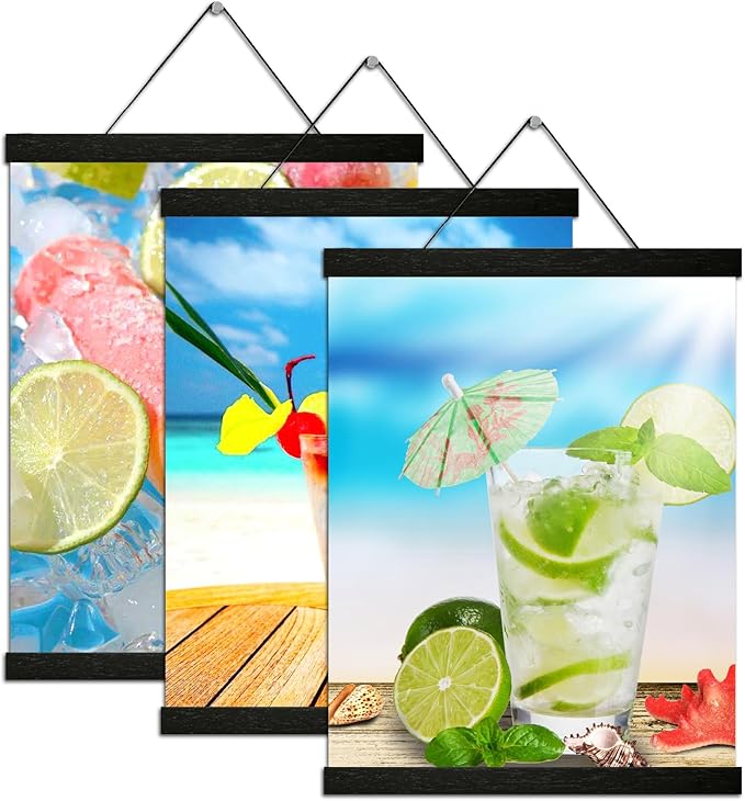 3 Pack Magnetic Poster Hanger Frame 20 Inch Black,20x24 20x30 20x28 Poster Frame Wood Magnet Frames Hangers for Photos Pictures Prints Maps Scrolls Canvas Artwork Diamond Art Painting,