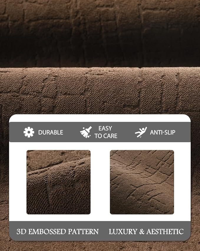 AMOAMI-Bath Mat-Absorbent Quick Dry Bathroom Floor Mats-Washable Rubber Backing Bath Mats for Bathroom Rugs Fit Under Door-Bath Rug for in Front of Sink Bathtub Shower Room, Chocolate 17''x59''