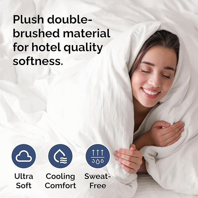 Duvet Cover King Size Set - Extra Soft King Size Duvet Cover 104 x 90 with 2 Pillow Shams - Hotel Luxury Easy Care & Fade Free w/Zipper Closures & Ties - Comfy Breathable Bedding Set (Antique White)