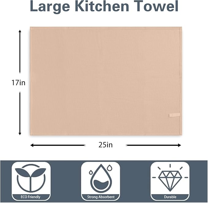 QUILTINA Dish Towels Set,100% Cotton Waffle Weave Kitchen Towels 6 Pack,17 x 25 Inches Dish Towels for Kitchen,Super Absorbent for Drying and Cleaning(Red Brown)