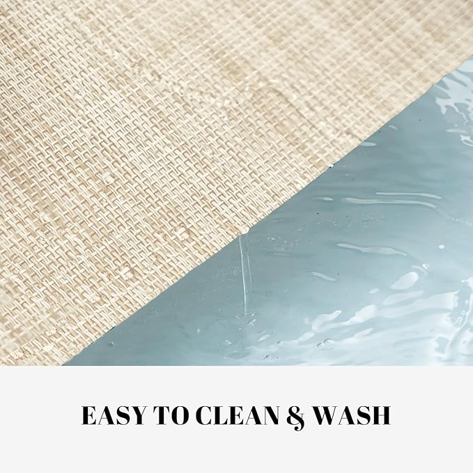 Placemats Set of 12 Vinyl/Plastic Woven Place Mats for Kitchen Table Indoor/Outdoor Washable Placemat Wipeable Dining Table Mats (Khaki Blue,12)