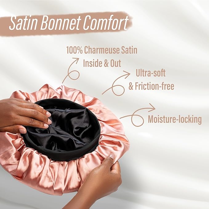 Satin Bonnet Adjustable Sleeping Silk Bonnet Black Women Men Double Layer Satin Silk Sleep Cap Hair Wrap Large Curly Hair