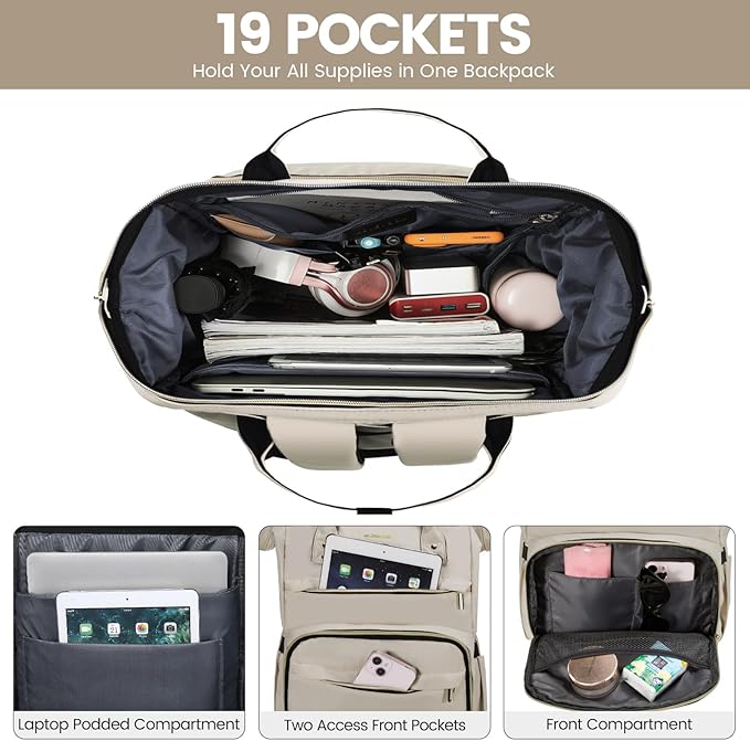 LOVEVOOK Laptop Backpack for Women Teacher Backpack Nurse Bag,Work Bag Backpack Purse Bag Anti-Theft Travel Backpacks with USB Charging Port,15.6 Inch Backpacks for College Business Casual