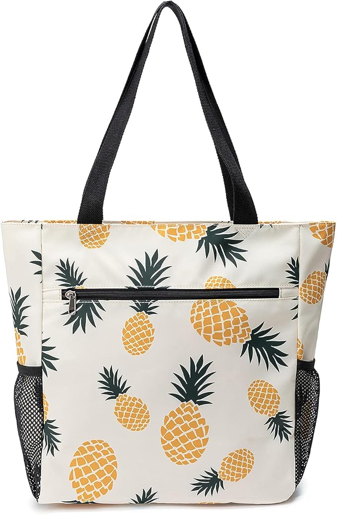 ETidy Large Capacity Foldable Tote Bag With Zipper Water-resistant SandproofWomen Beach Bag Handbag GymBag Travel ShoppingBag